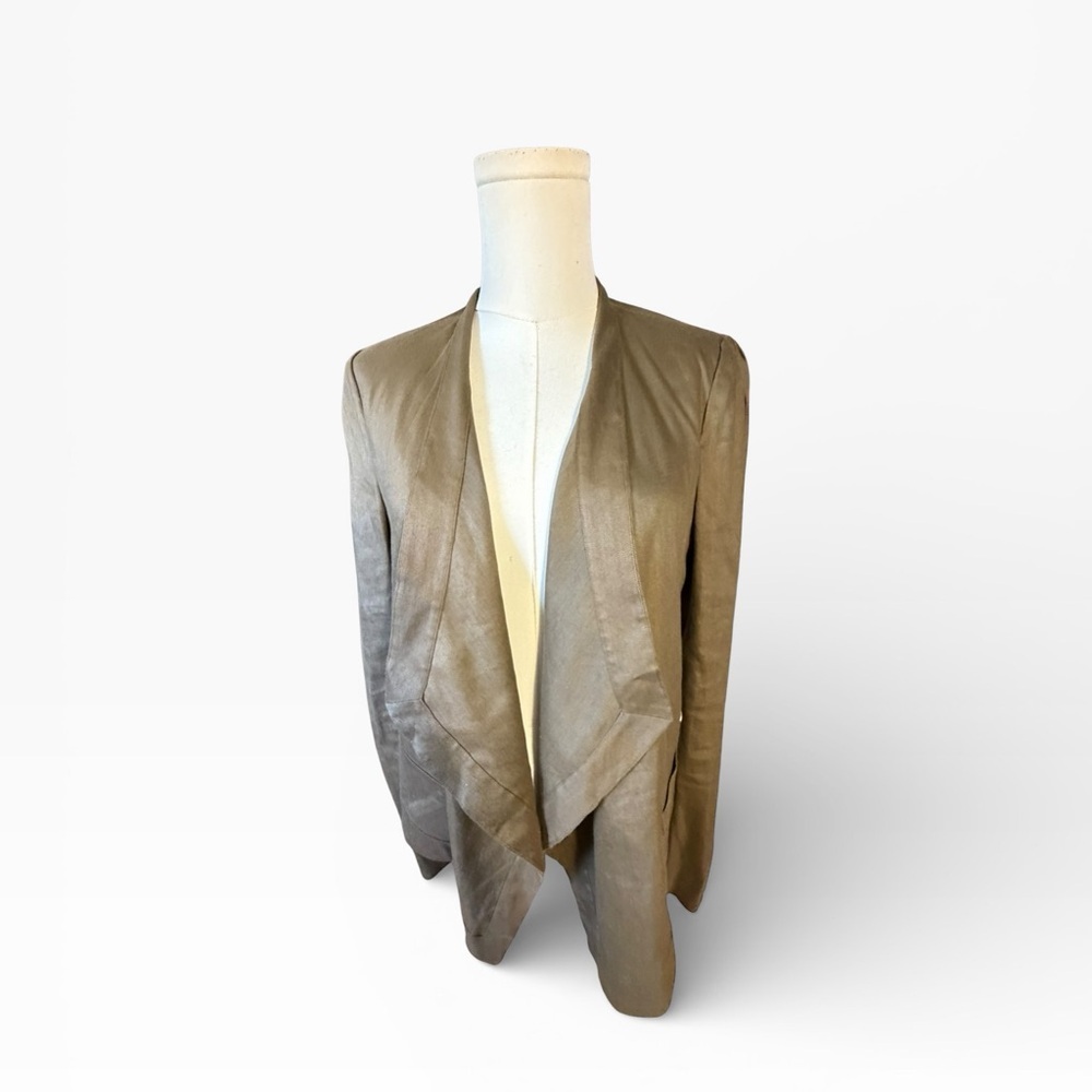 Diane Von Furstenberg  Blynn Waterfall Open Front Olive Green Jacket Sz 6